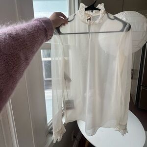 Philosophy Di Lorenzo Serafini sheer ivory blouse size small/medium